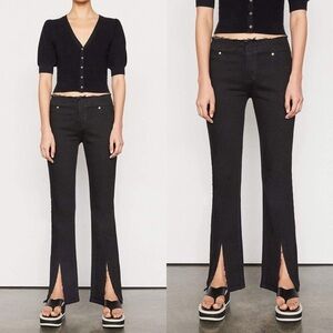 FRAME Le Pixie Cutoff Waist Slit Hem Mini Boot Jeans Film Noir Size 25